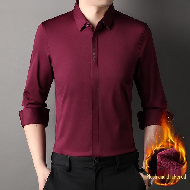 

Мужская бесшовная деловая рубашка с длинным рукавом и флисовой подкладкой 2XL