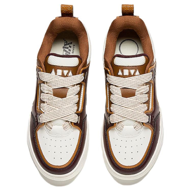 Anta Slip Resistant Abrasion Resistant Low top Skateboard Shoes Men's White/Tan Sneakers 112518040-11