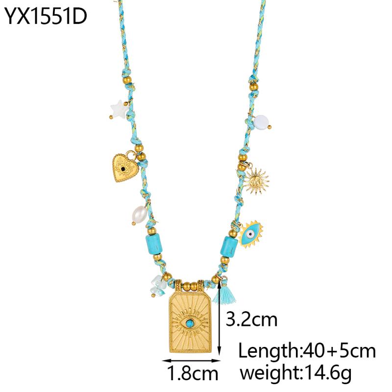 CARLIDANA Elegant Stainless Steel Hand-woven Rope Chain Flower Starfish Heart Sea Pendant DIY Charm Bracelet Necklace for Women