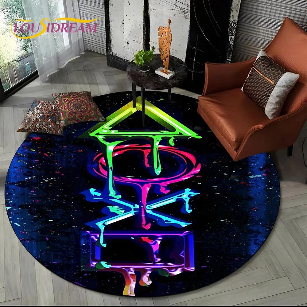 Cartoon Gamer Game Controller Round Area Rug,Circle Carpet Rug for Living Room Children's Bedroom Sofa Decor,Non slip Floor Mat