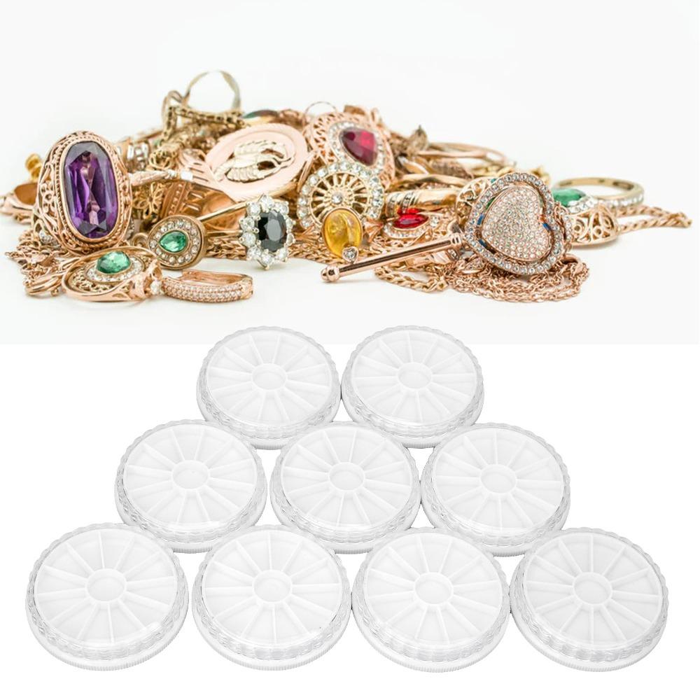 10pcs Round Shape Transparent Jewelry Bead Organizer  For Jewelry Beads