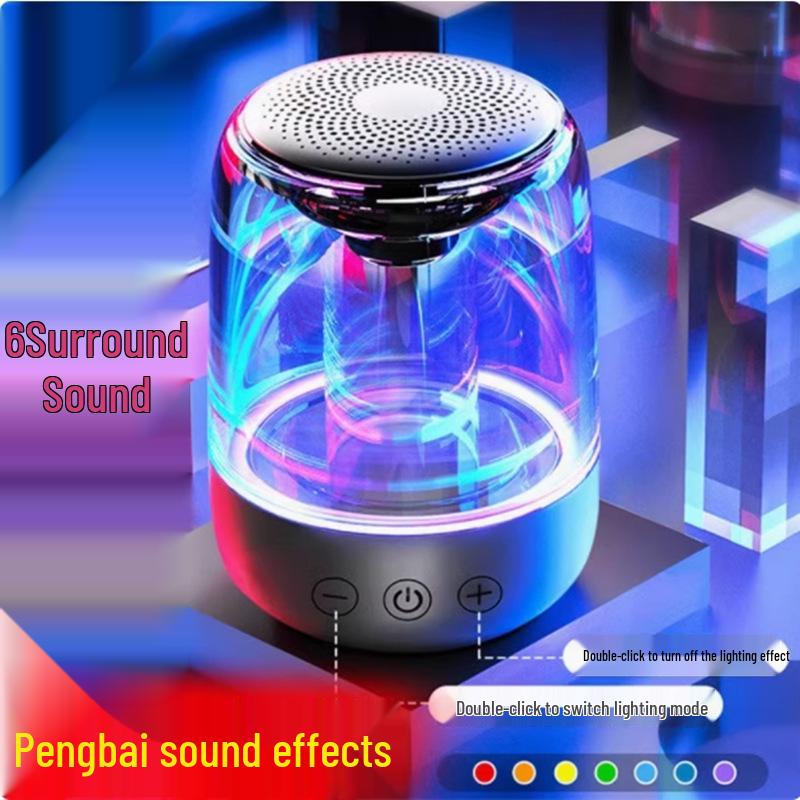 Portable Wireless Bluetooth Speaker with Colorful Night Light and Bass Stereo
