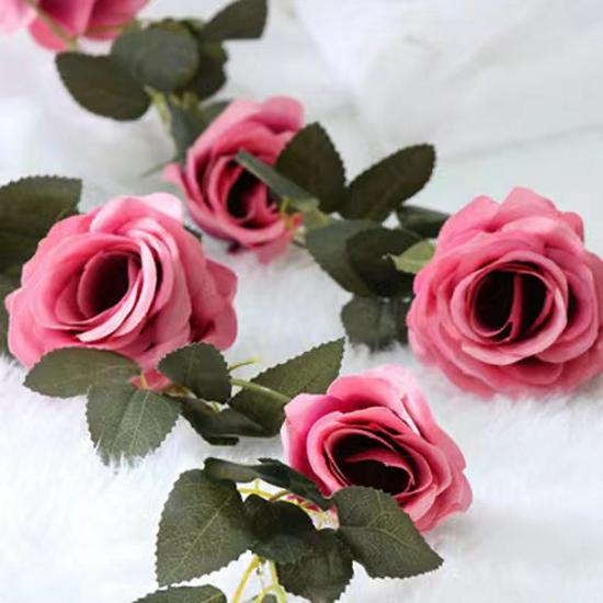 Rattan Plastic Rose Vine Artificial Flowers for Wedding Décor, Ceiling or Wall Hanging, and Air Conditioning Pipe Cover