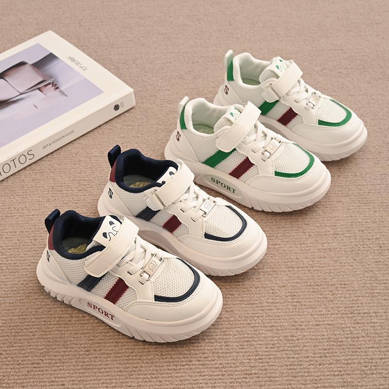 Children's shoes 2025 spring new boys platform sports shoes girls casual Velcro white shoes medium and large children's board shoes
