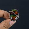 Ammolite Gemstone Copper Wire Wrapped Handmade Jewelry Ring All Size