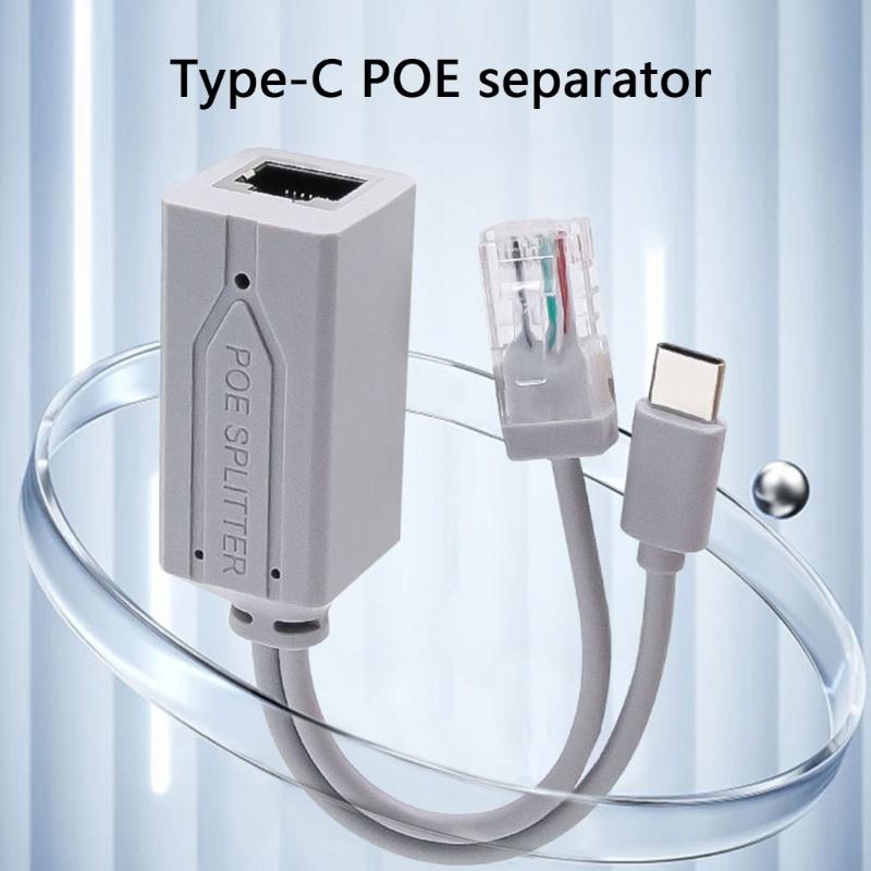 USB C PoE Splitter Converts 48V To 5V2.4A Power Supply For Gateways Ethernet Data And Power Supply Plugs and Play