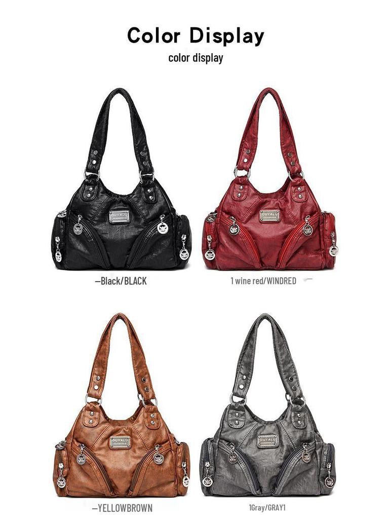 European & American Style 2025 Retro Soft Leather Motorcycle Crossbody Shoulder Bag for Women