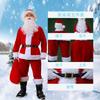 Unisex Loose Fit Velvet Two Piece Matching Suit Santa Claus Costume Thick Fleece Christmas Party Cosplay Outfit With Gift Bag