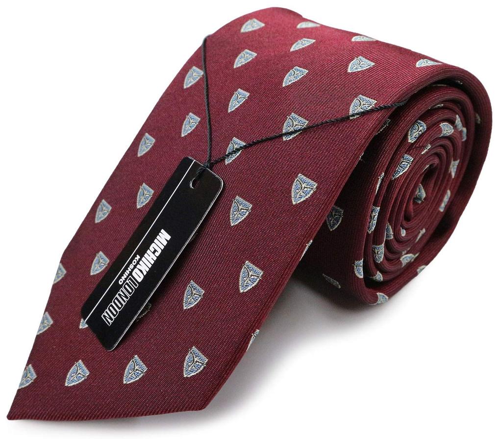 [MICHIKO LONDON] Michiko London Marken-Krawatte, Kleines Muster, Emblem-Muster, 100% Seide, Wappen, Jacquard-Webart (ZU: Wein)