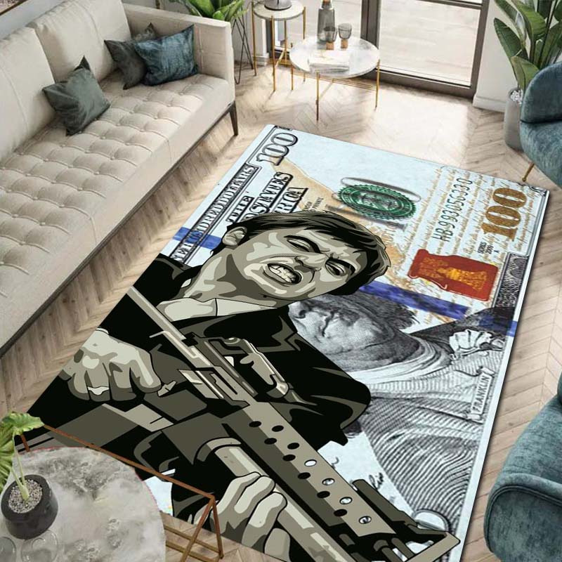 Tappeto Tappeto Movie 3D Printing Scarface Tony per Camera da Letto Soggiorno Casa Decorazione Divano, Tappetino Gioco Bambini Grande Decorazione Pavimento Regalo
