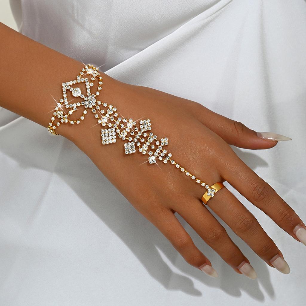 Nachtparty Schmuck Modisch Exquisit Strass Fingerarmband Damen Luxuriös Glänzend Voll Diamant Rückenkette