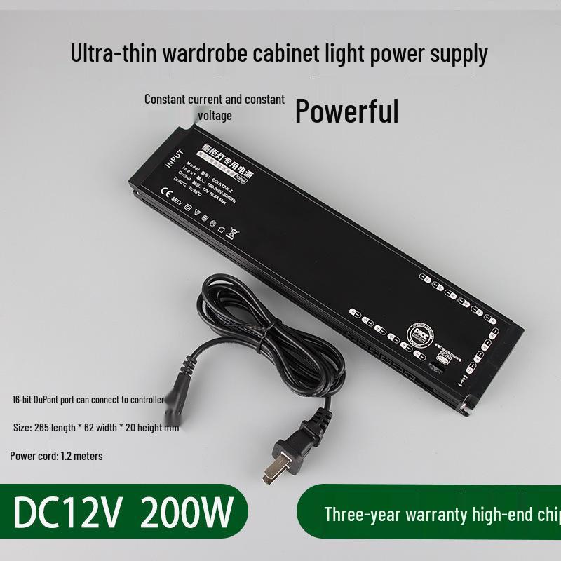 LED Strip Light with Induction Control for Wine Cabinets and Wardrobes, DuPont Interface, 12V Transformer Included