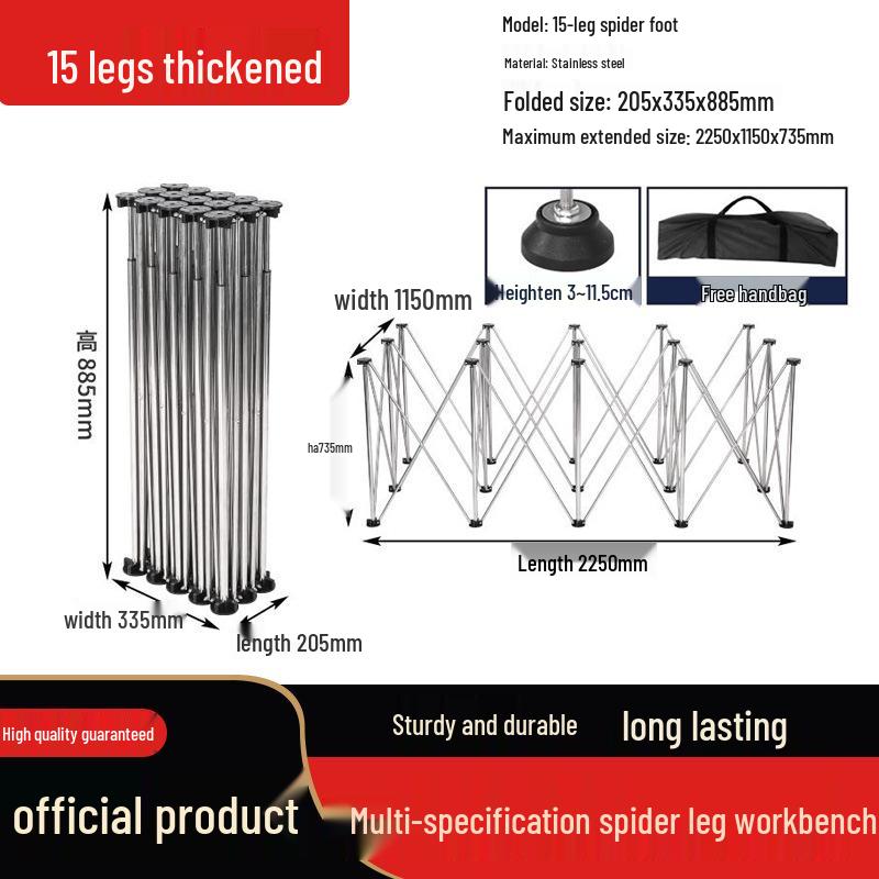 Spider Leg Foldable Multifunctional Woodworking Table with Stainless Steel Stand
