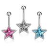 Crystal Pendant Belly Button Ring For Women Star Zircon Navel Ring Jewelry Pentagram Belly Ring Sexy Body Piercing Jewelry