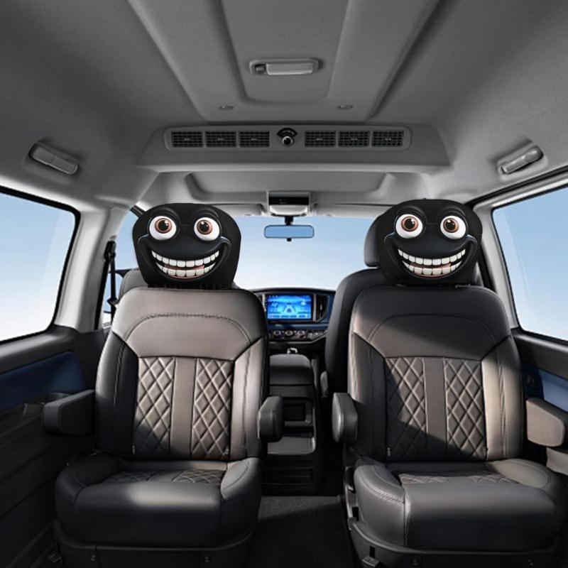Humorous Car Seat Headrest Covers Frogs Design Strong Polyester Headrest Protector Easy Installation Auto Accessories