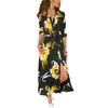 Women's Long-sleeved Printed Single-breasted Dress with Slimming Temperament
