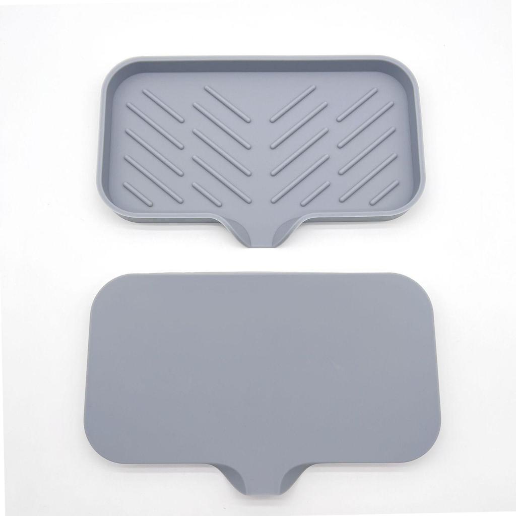 Non-Slip Silicone Soap Dish and Draining Mat for Kitchen & Bathroom
