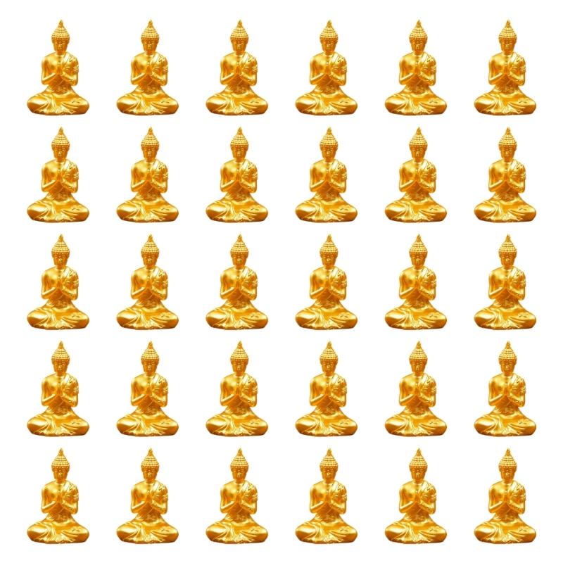 30Pcs Sakyamuni Buddhas Statue Mini Gold Buddhas Figurines Bulk,Tiny Figures Ornament for Car Dashboard Home Decorations