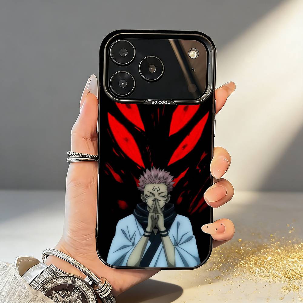 J-Jujutsu K-Kaisen Gojo Sukuna Phone Case For iPhone17,16,15,14,13,12,11,Pro,MAX Gray Matte Silicone Black Cover
