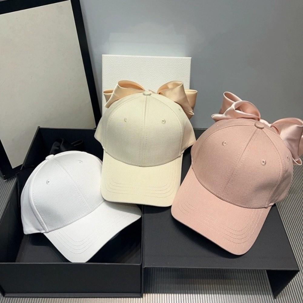 Mode Vielseitig Hübsch Große Schleife Baseballkappe Mädchen Streetwear Baumwolle Sonnenhut Verstellbar Lässig Baseballkappen