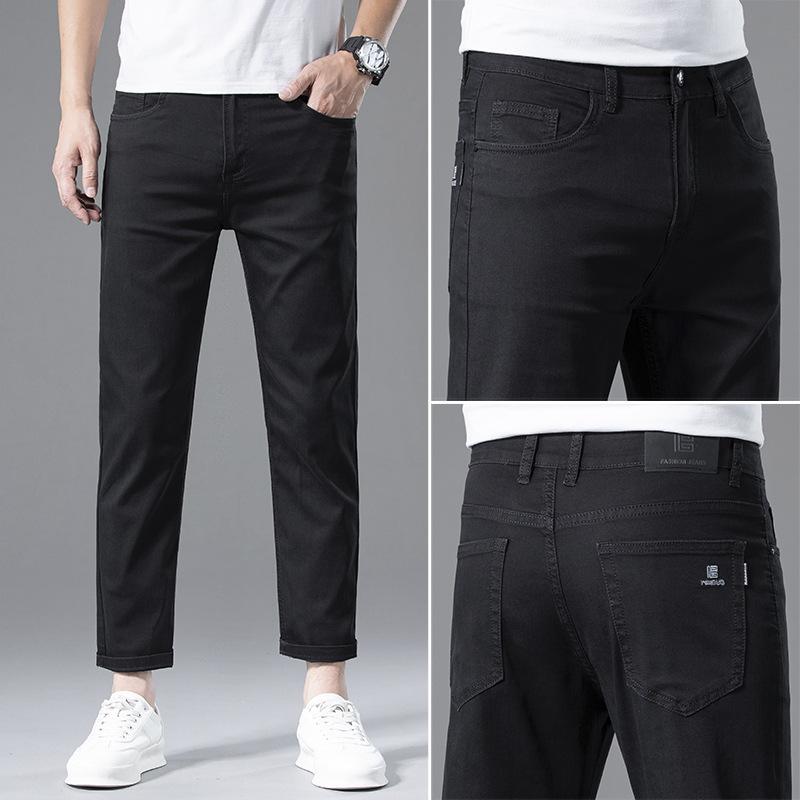 Summer Light-colored Thin Nine-point Pants Slim Straight-leg Pants Korean Style Jeans Men
