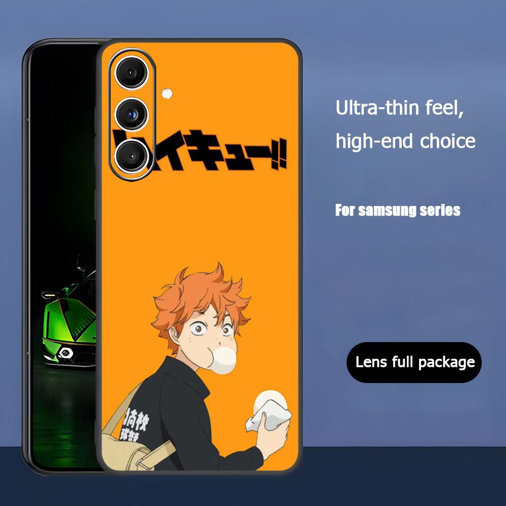 Haikyu Anime Shoyo Hinata Phone Case For Samsung Galaxy S25 S24 S23 S22 S21 S20 Plus Ultra Note20 Soft Black