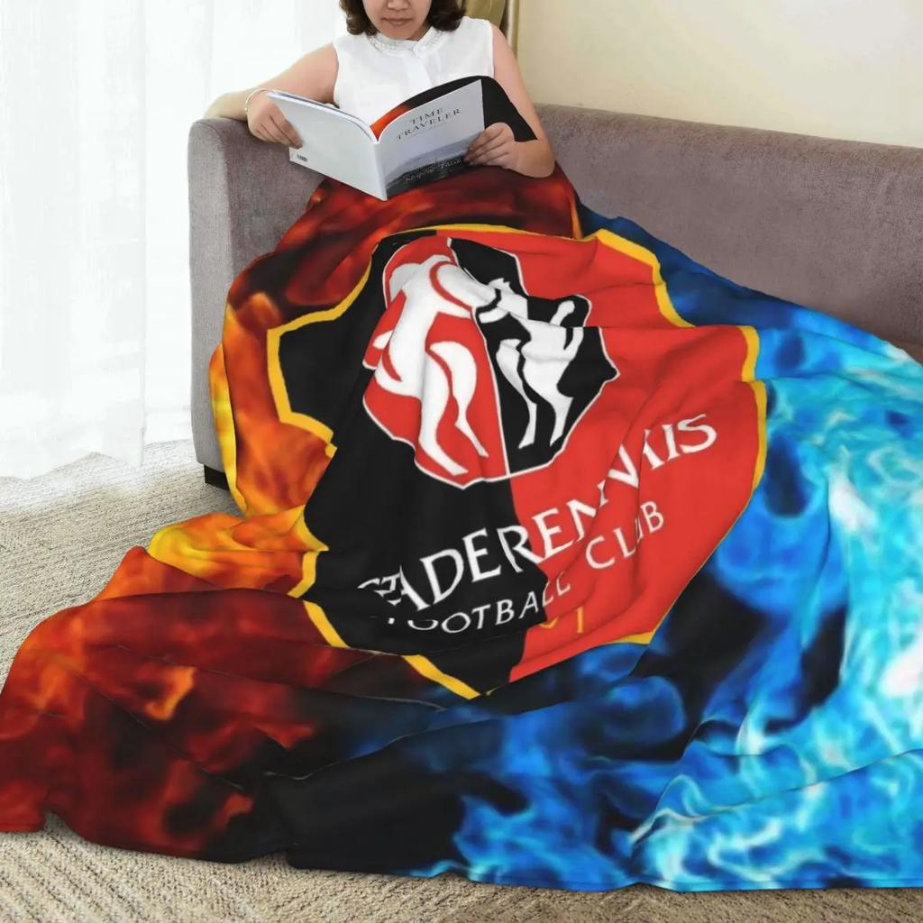 Rennes Fire's Blue Stadium Blanket Fleece Stade Toulousain Rugby Club Multifunction Throw Blanket for Bed Couch Plush Thin Quilt