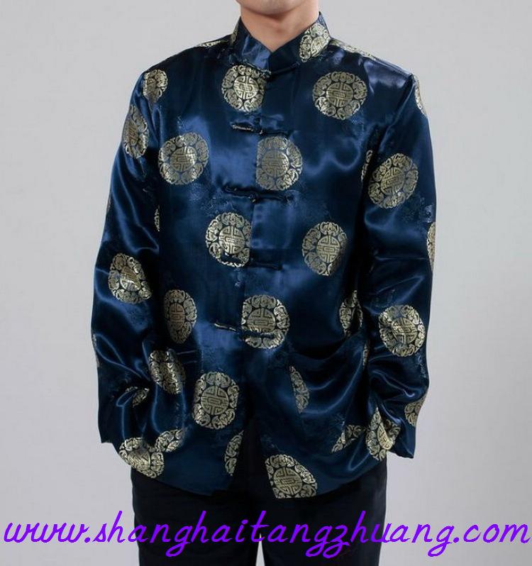 APEK Men's Red Long Sleeve Tang Suit Ethnic Outerwear for Spring, Autumn, Winter