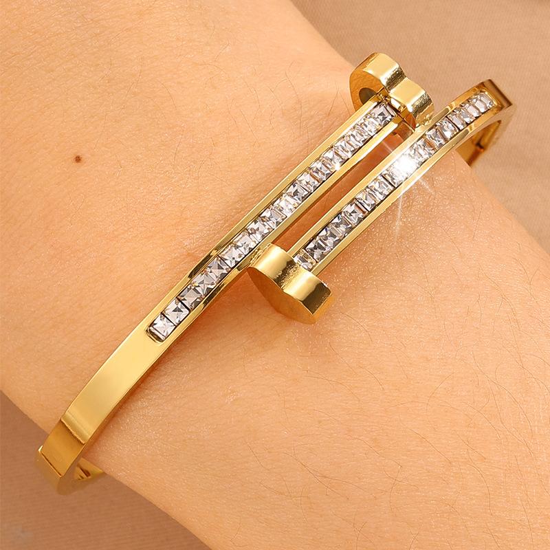 Women's Love Four-leaf Clover Double-headed Opening Light Luxury Temperament European and American Bracelet