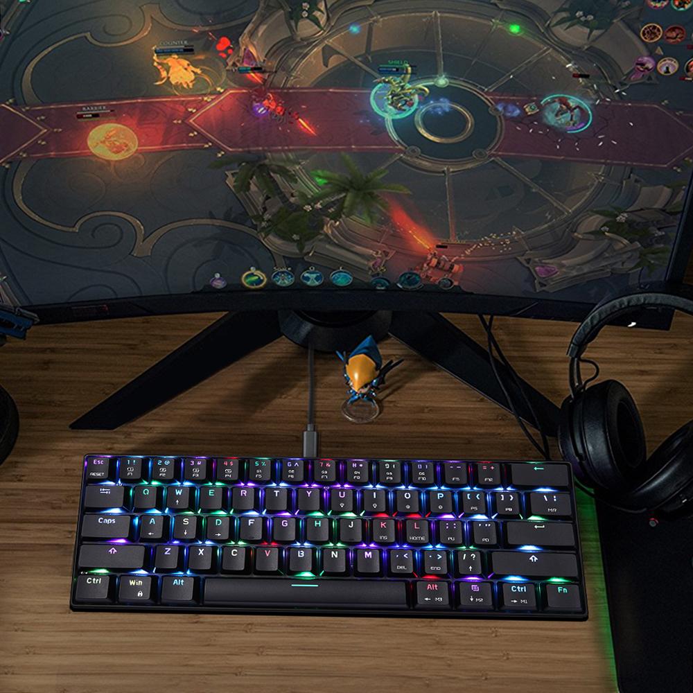 MOTOSPEED CK61 RGB Mechanical Gaming Keyboard OUTMU Red Switches Keyboard 61 Keys Anti Ghosting with Backlight for