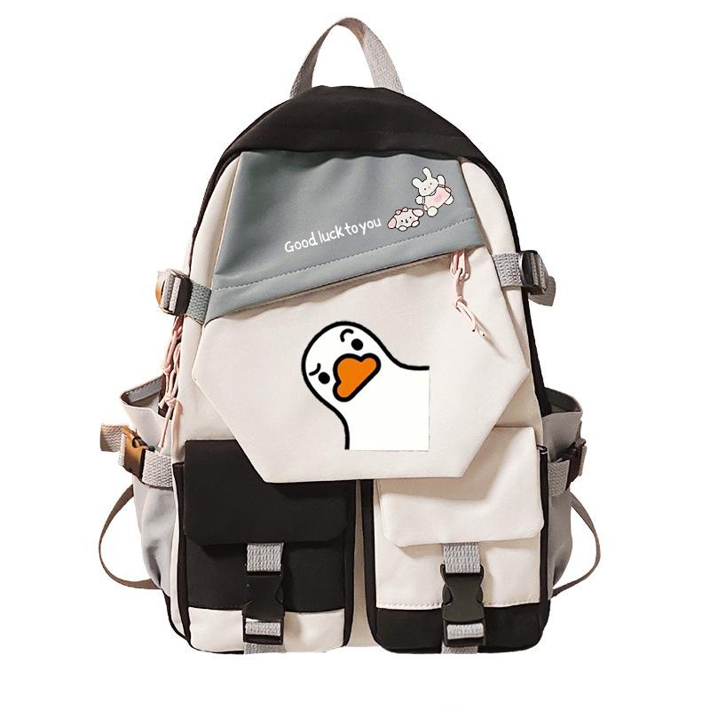 Goose Personalized Printing Korean Version Of Student Schoolbag Campus Color Matching Versatile Casual Backpack Trend