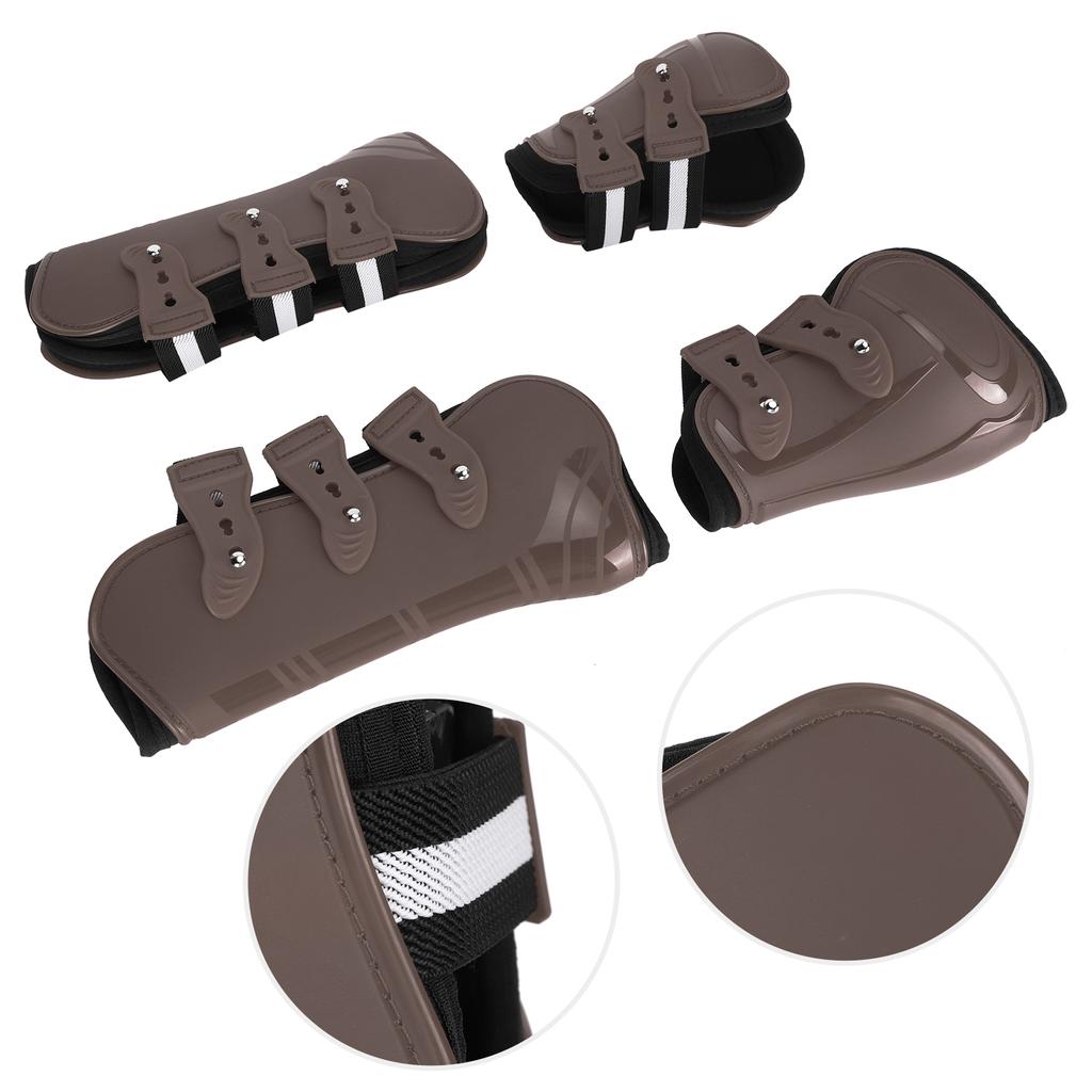 1Set PU Horse Legguard Leg Protector Thickened Leggings with Soft Lining Equipmentbrown M