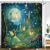 Enchanted Fairy Castle Waterproof Mildew-Resistant Shower Curtain -Magical Forest Design for a Fantasy Bathroom Décor Experience