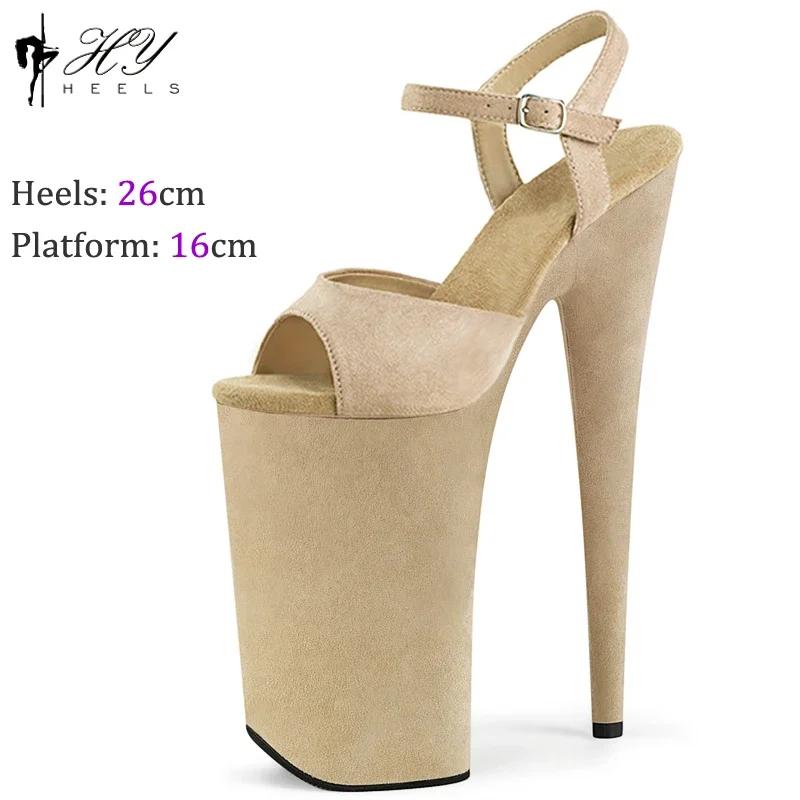 Fashion Nightclub 26cm Suede Pole Dance Shoes Women Cosplay Model Catwalk Waterproof Platform Stripper High Heels Sandals Plus Size 43