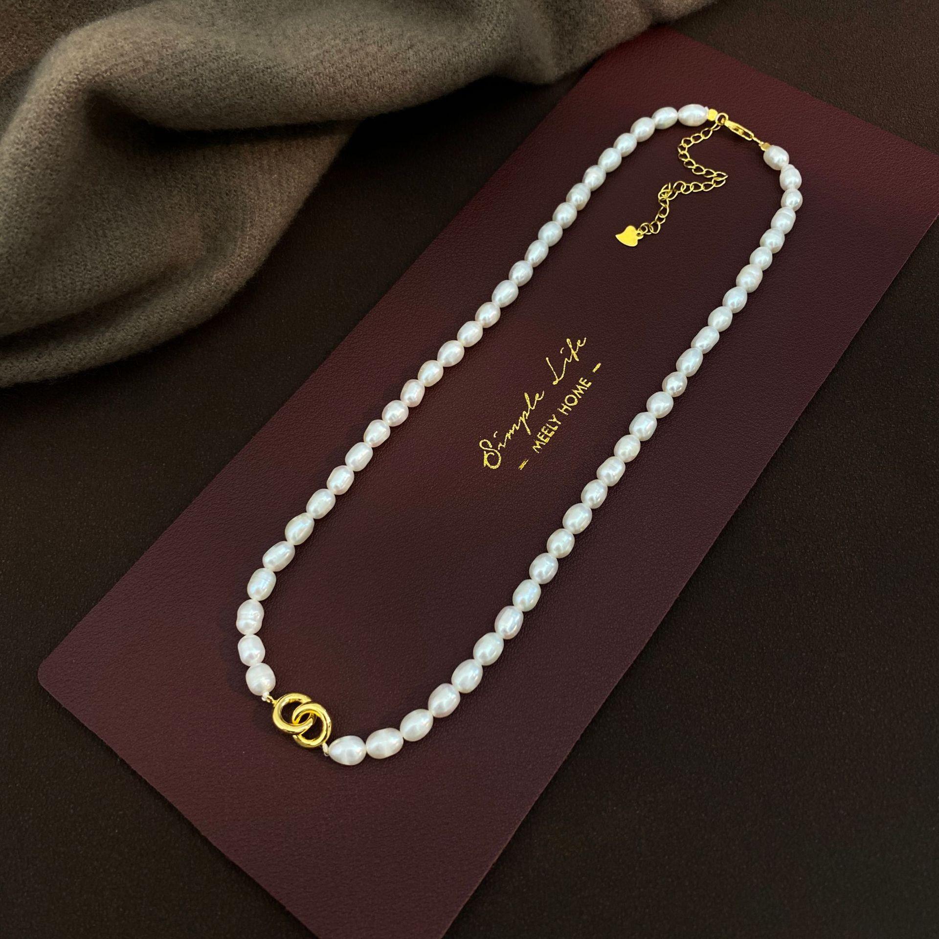 

High Quality Trendy Round Cross Natural Freshwater Pearl 14K Gold Filled Ladies Short Chain Necklace Birthday Gifts Never Fade 45cm