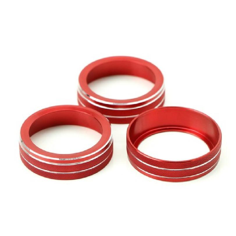 Red Aluminum AC Climate Control Knob Ring Covers For 2018-up Volkswagen Atlas