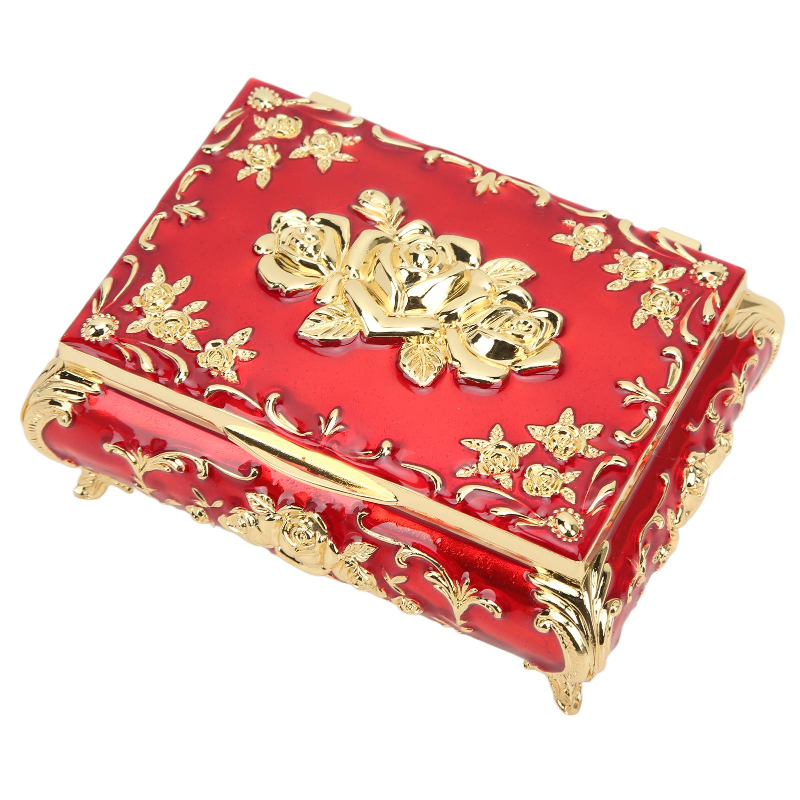 Винтажная шкатулка для украшений Глянцевая Изысканная Устойчивая к ржавчине Рельефный дизайн Шкатулка для хранения украшений Декор
