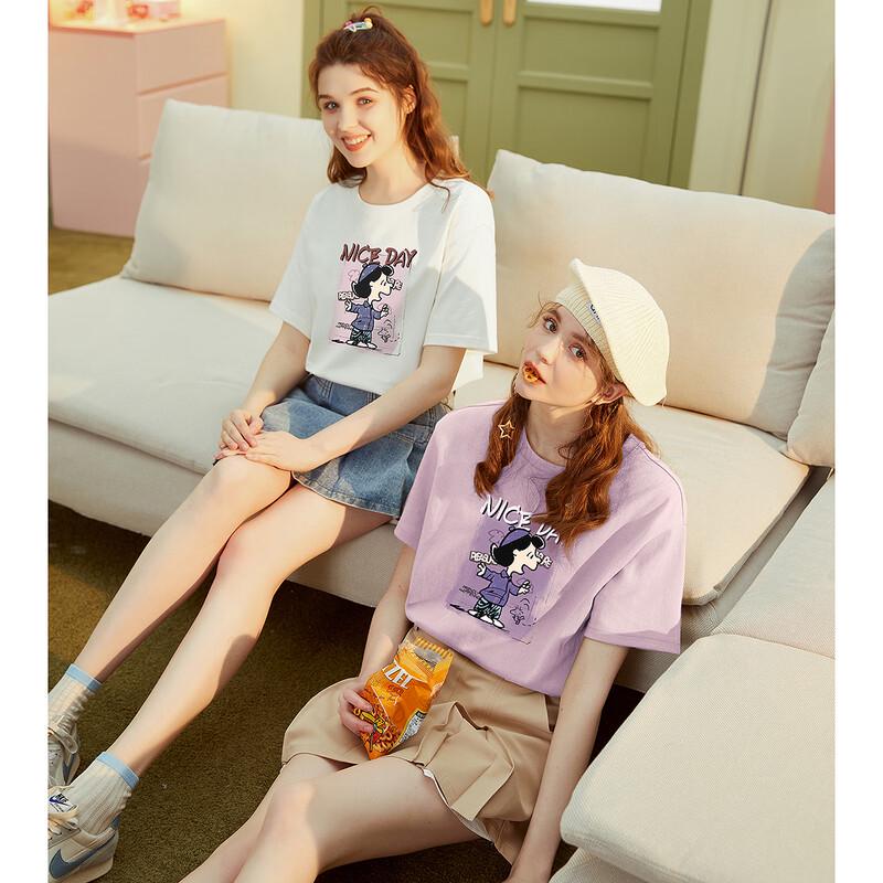 TonLion Snoopy Collaboration Women s Round Neck T-Shirt M