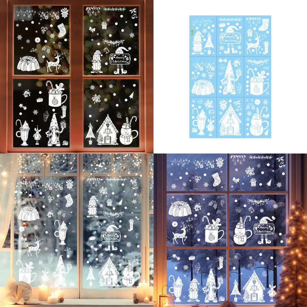 Weihnachts Schneeflocke Rentier Fensteraufkleber mit statischen Glasaufklebern für Feiertagsdekoration