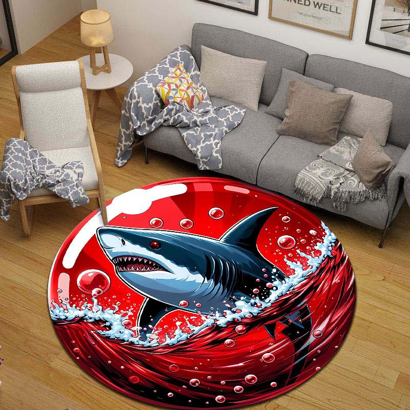 Whimsical Round Peacock Multicolor Carpet, Non-Slip Floor Mat for Dining Room