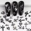 120 Pcs / 1 Box European American Dark Vintage Style Cross Nail Art Patch Y2k Premium Metal Style Heart Nail Metal Decorment Set
