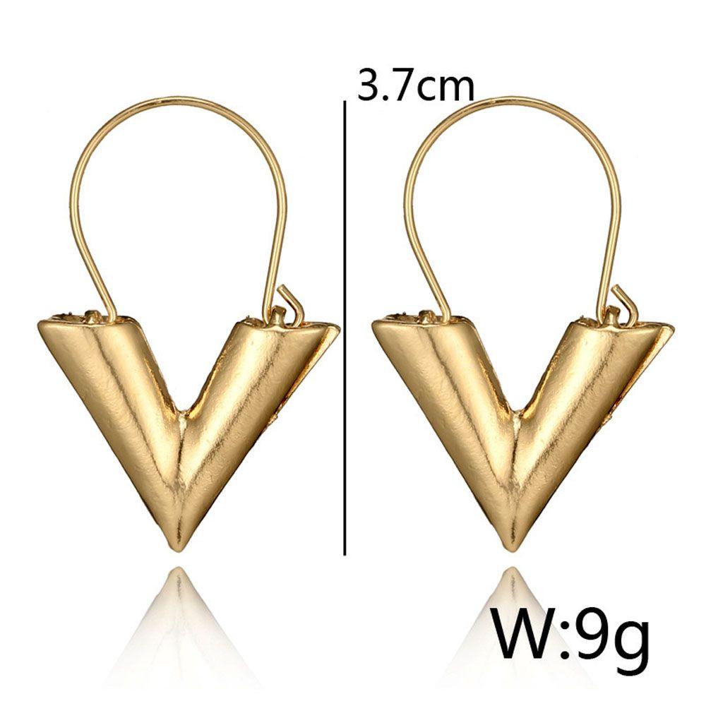 Simple Gold Silver Color Letter V Gift For Women Drop Earrings Dangle Earring Hoop Earrings Jewelry