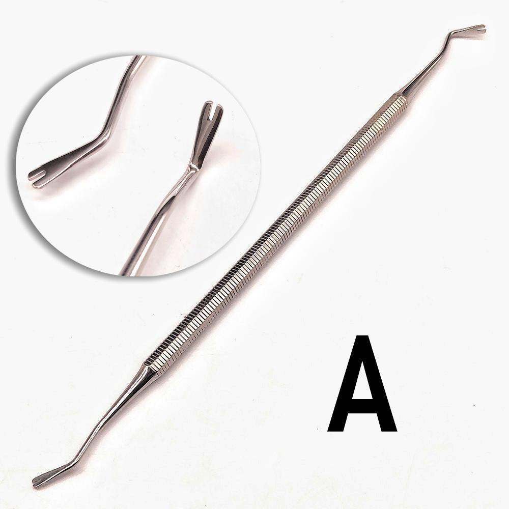 1 pezzo Direttore di legature ortodontiche dentali Doppie estremità Curvo con scaler Fine Stretto Strumento Strumento per dentista