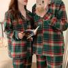 Couples' Matching Plaid Pajamas: Winter Long Sleeve & Pants Set for Indoor/Outdoor Wear