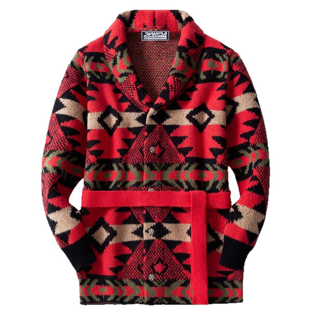 Men's Retro Knit Sweater Coat - Thick Jacquard for Fall/Winter
