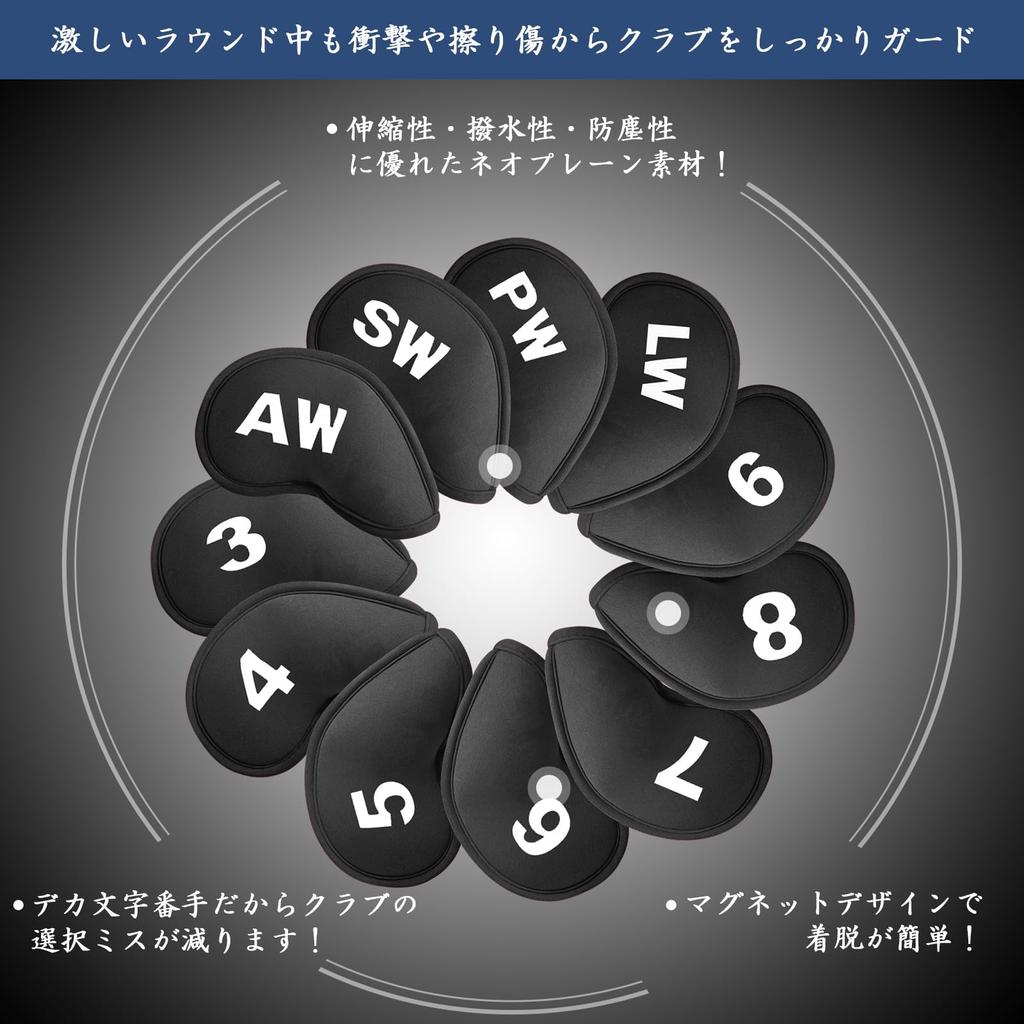 Set mit 11 Golf-Eisenhauben mit magnetischem, leichtem Neopren, Schutzhauben für Wedges und Eisen mit Nummernverschluss, Headcovers, (LT-018)