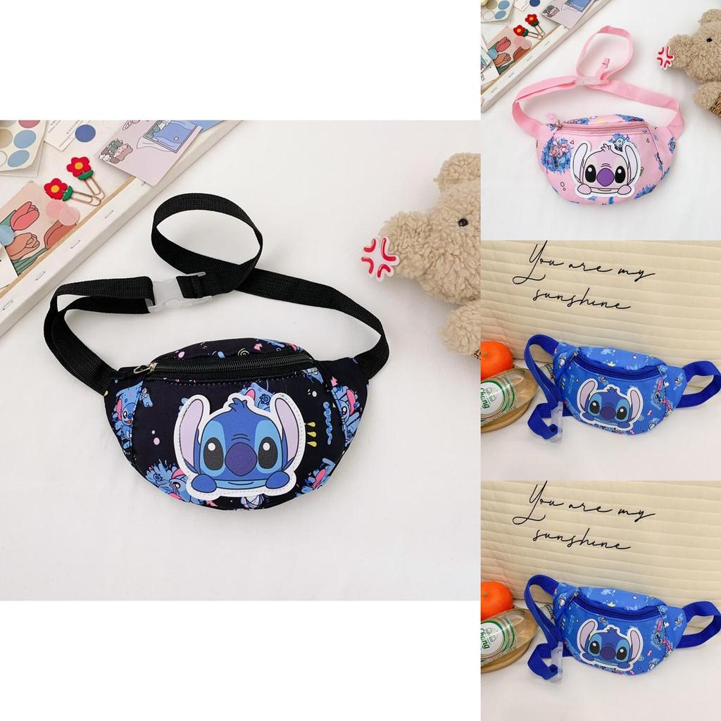 Lilo Stitch Cartoon Kids Waist Bag With Breathable Nylon For Daily Use
