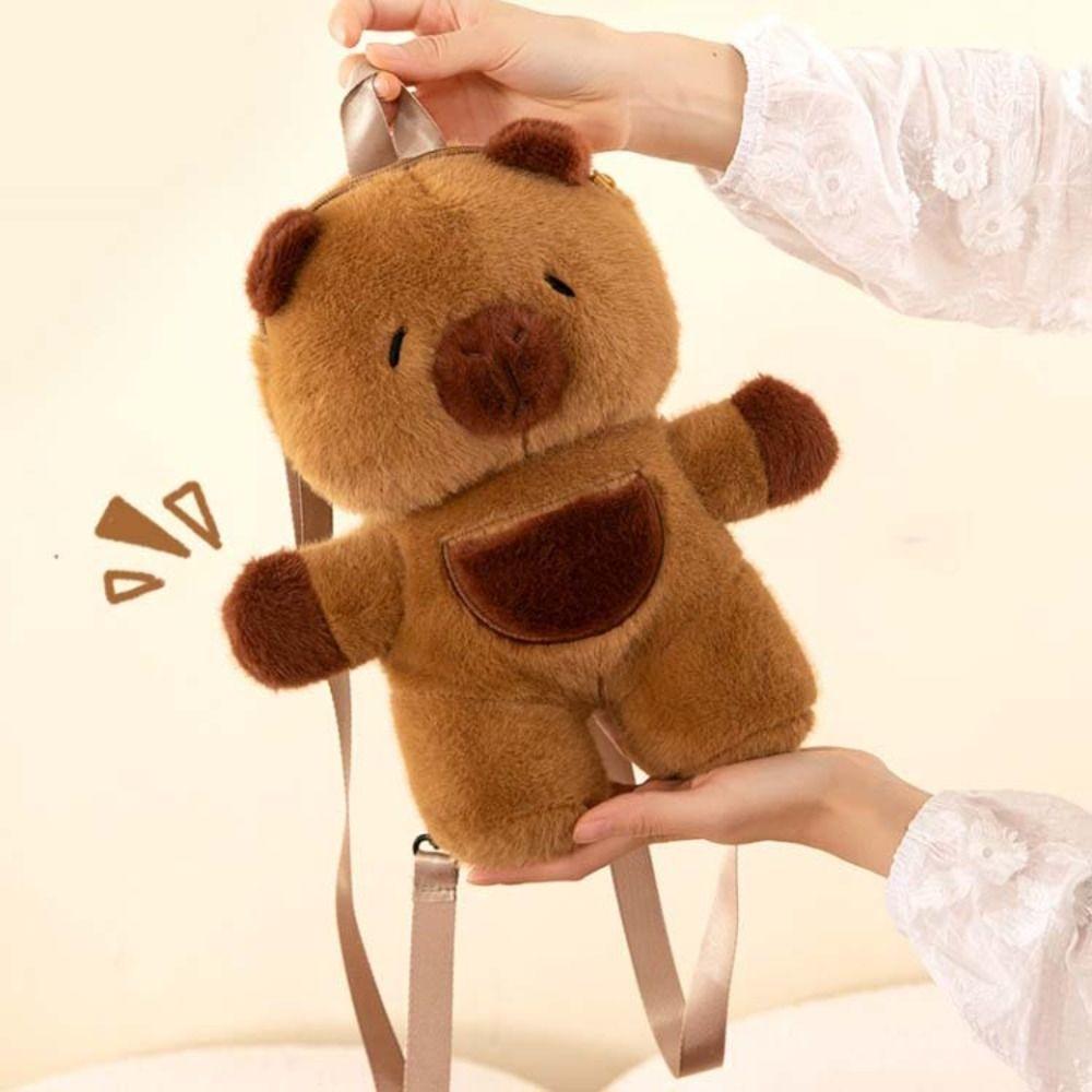 Large Capacity Capybara Plush Handbag Stuffed Cartoon Backpack Capybara Crossbody Bag  Unisex