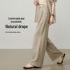 ESE-Y Women's Linen Blend Relaxed Wide-Leg Pants