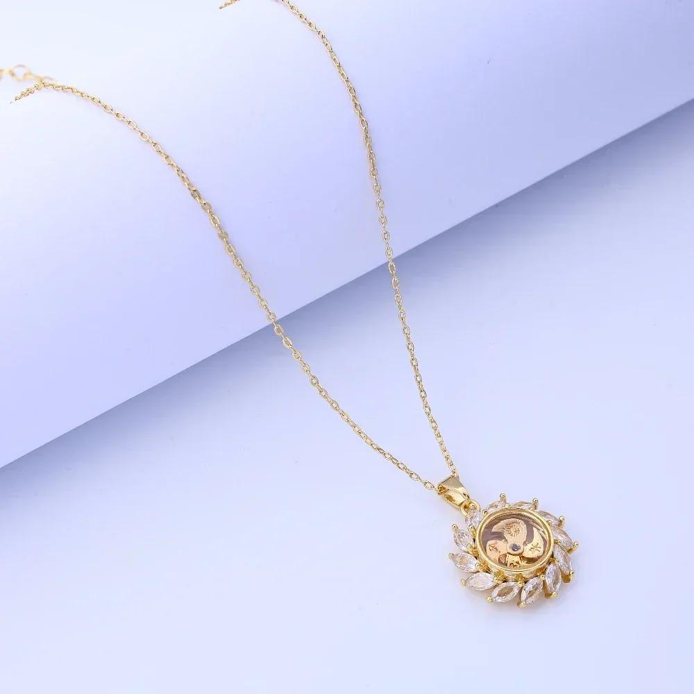 New Vintage-inspired Diamond-inlaid Rotating Necklace, Unisex Design